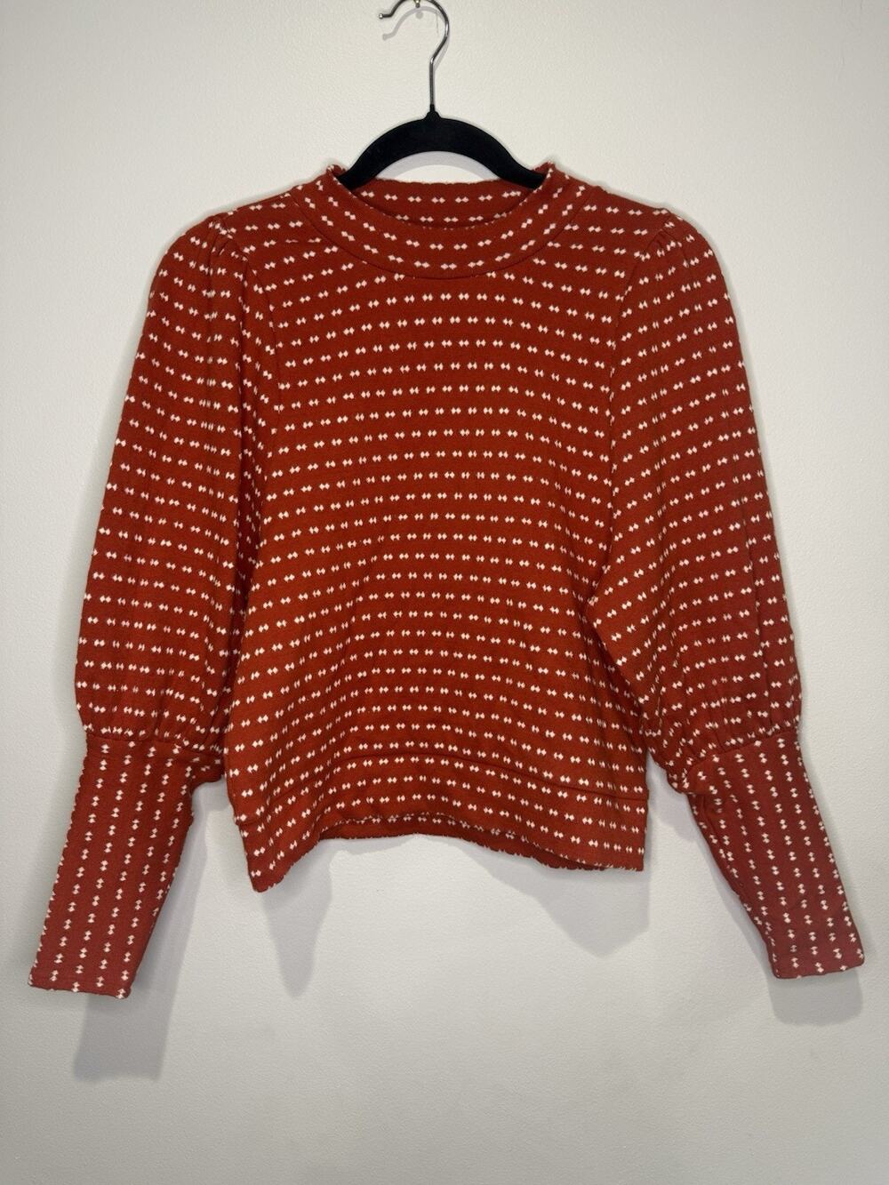 Madewell Boho Long Juliet Sleeve Sweater Top Burnt Red Orange Juliet Sleeve XS